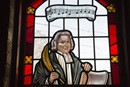 Stained glass window featuring Charles Wesley from Grace United Methodist Church in Atlanta, part of the United Methodist Church Global Mission Center. Photo by Kathleen Barry, United Methodist Communications.