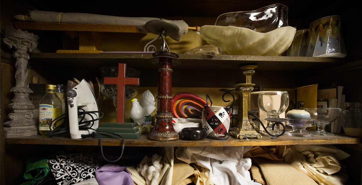 Clutter can build up in our church closets and in our lives. A photo illustration by Mike DuBose, United Methodist Communications. 