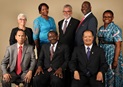 Members of the 2016-2020 Judicial Council. (From left) Front: Ruben T. Reyes, N. Oswald Tweh Sr., the Rev. Luan-Vu Tran. Back row: Deanell Reece Tacha, Lídia Romão Gulele, the Rev.Øyvind Helliesen, the Rev. Dennis Blackwell, and the Rev. J. Kabamba Kiboko. (Not pictured, Beth Capen) Photo by Kathleen Barry, United Methodist Communications.