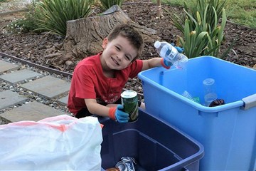 Sean Santellan, a member of Napa Methodist Church in Napa, California, turned "trash to toilets" when the 6-year-old joined in his church's capital campaign for renovations by collecting recyclables. Photo courtesy of Napa Methodist Church